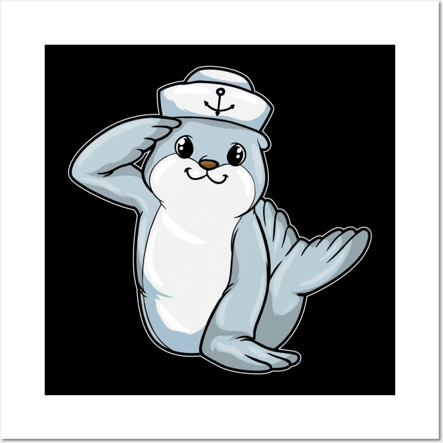 Seal as Sailor with Hat Wall Art by Markus Schnabel